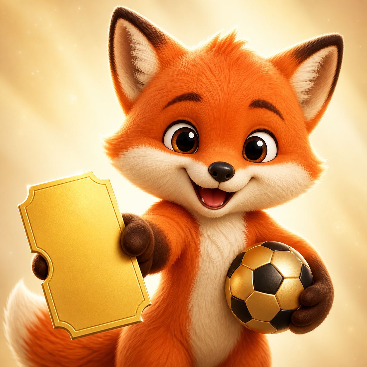 A fox cub presenting a sports ticket
