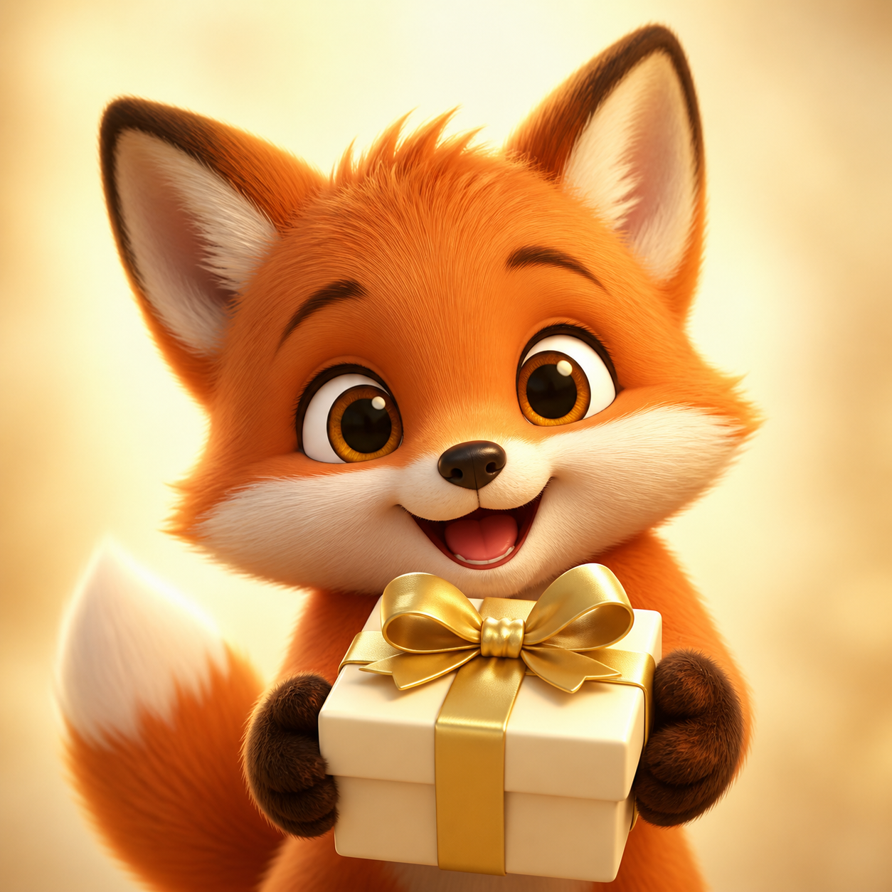 A fox cub presenting a welcome gift